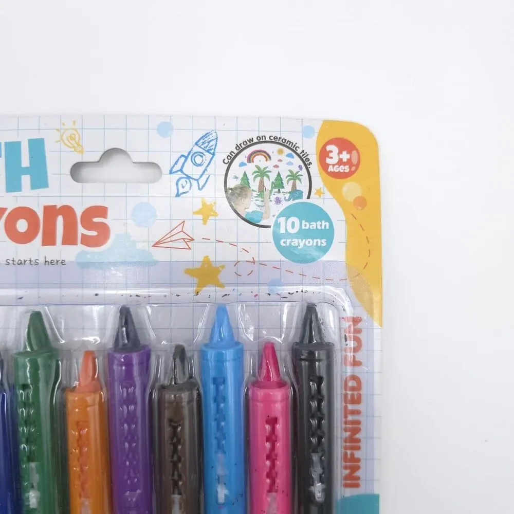BATH CRAYONS 10 PCS Kids Bath Drawing Washable Color Crayons Tub‎ Toys 3+